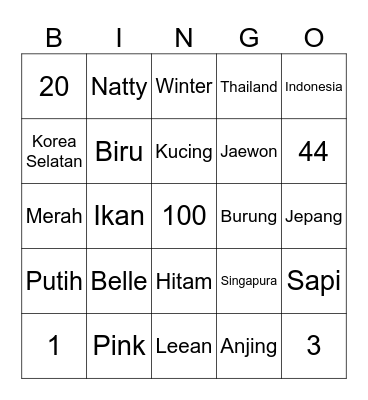 Padadank Bingo Card