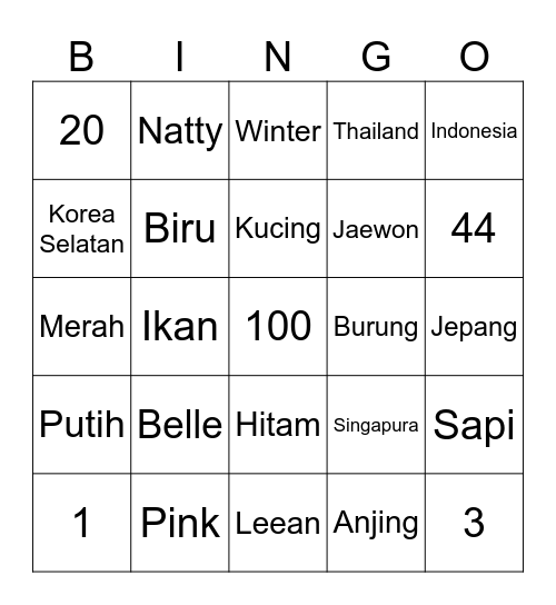 Padadank Bingo Card