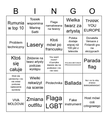 Eurowizja Bingo Card