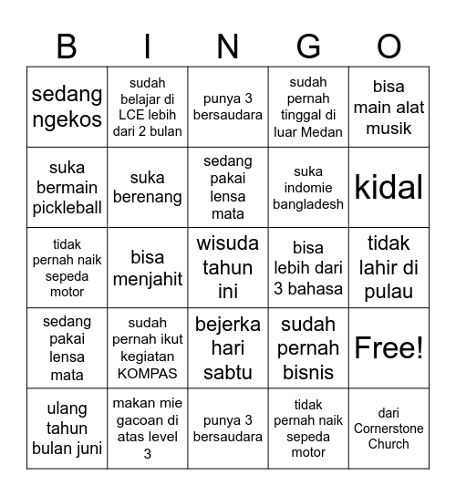 Birthday Bingo Card