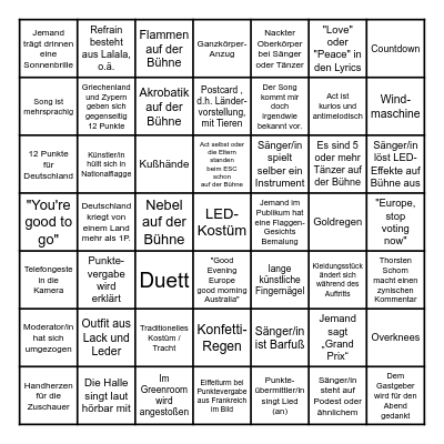 ESC 2025 Bingo (deutsch) Bingo Card