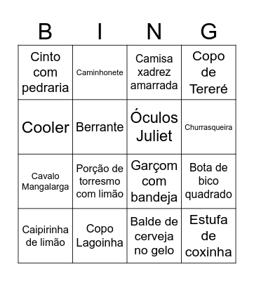 Bingo da Boiadeira Bingo Card