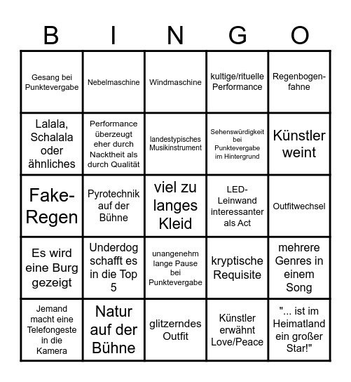 Das große ESC-Bullshit-Bingo Card
