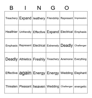 Unit 7 /e/ polysyllabic Bingo Card