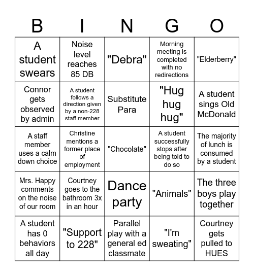 228 Bingo Card