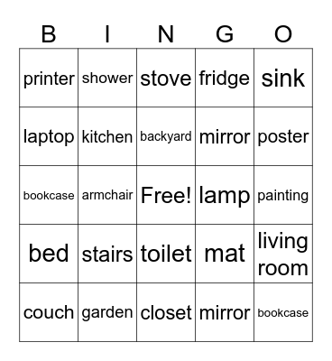 Unit 3 - my house Bingo Card