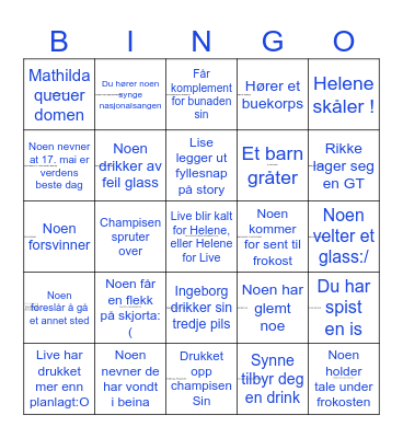 17. mai Bingo Card
