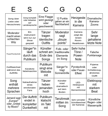 Eurovision Song Contest 2026 Bingo Card