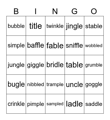 UFLI Lesson 75 Bingo Card