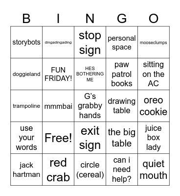 Class Bingo Card
