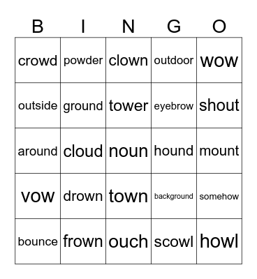 Lesson 96 Bingo Card