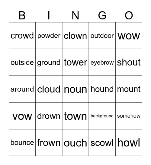 Lesson 96 Bingo Card