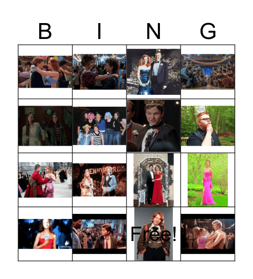 School dance Bingo Card
