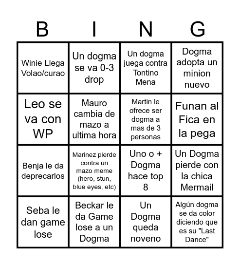Dogma Nacional Bingo Card