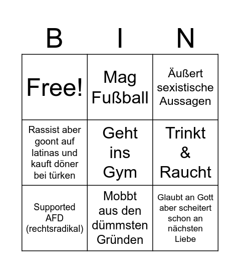 Deutscher Junge Bingo Card