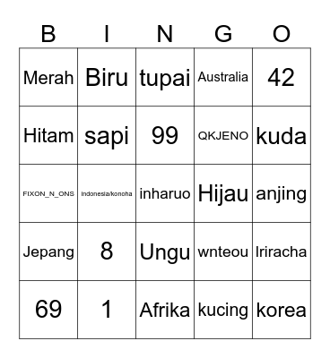 Untitled Bingo Card