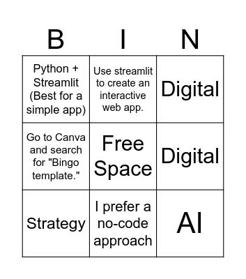 AI Bingo Card
