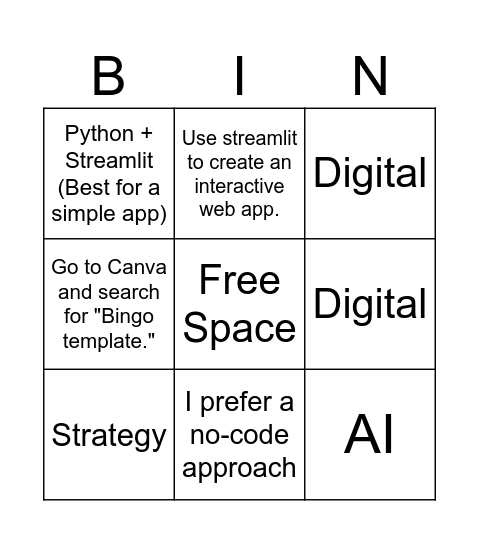 AI Bingo Card