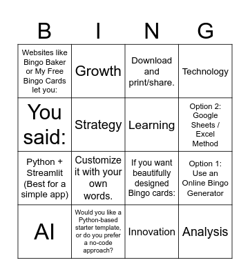 AI Bingo Card