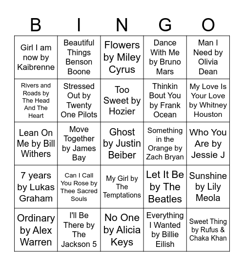 Music Bingo Card