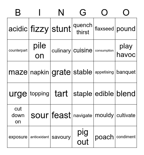 C1 - Unit 5 Bingo Card