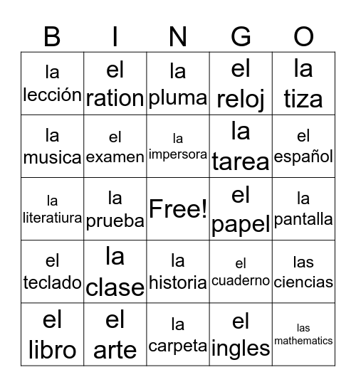 Untitled Bingo Card