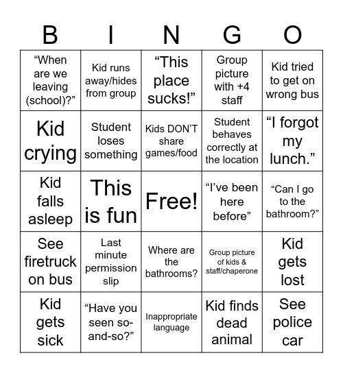 Picnic 25-26 BINGO Card
