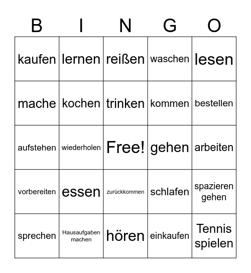 どうしのビンゴ(von Deutsch) 5*5 Bingo Card