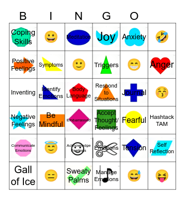Processing Emotions Bingo Card