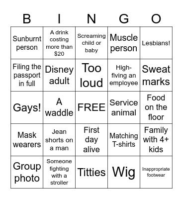 Disney Bingo Card