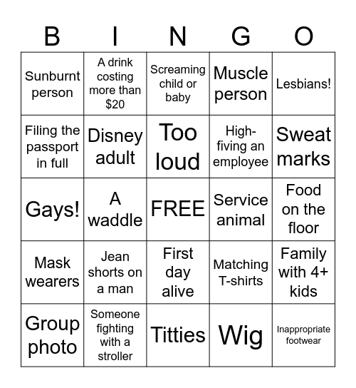 Disney Bingo Card