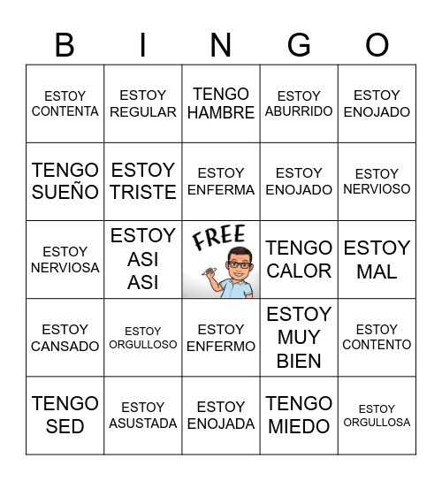 LOS SENTIMIENTOS Bingo Card