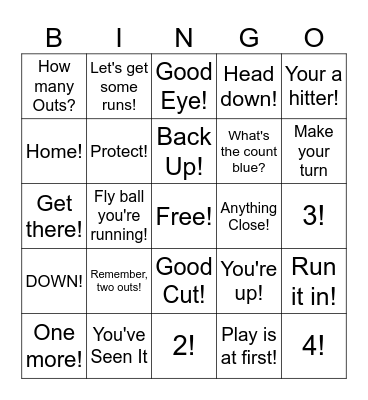 Baseball Bingo! Bingo Card