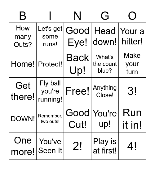Baseball Bingo! Bingo Card