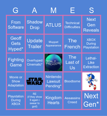 Summer Games Fest Bingo Card
