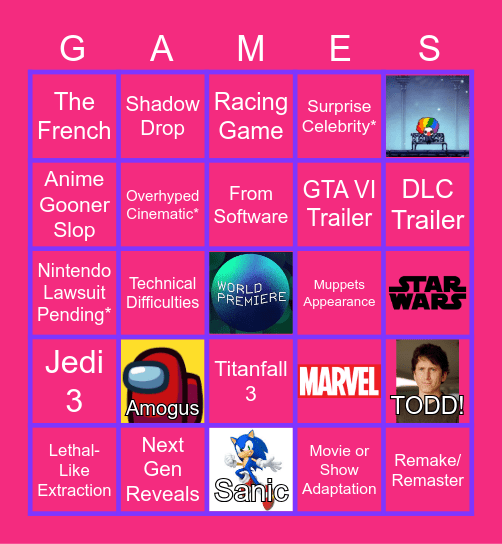 Summer Games Fest Bingo Card