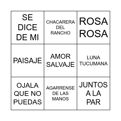 BINGO MUSICAL Bingo Card