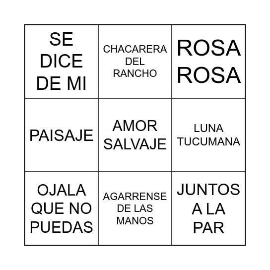 BINGO MUSICAL Bingo Card