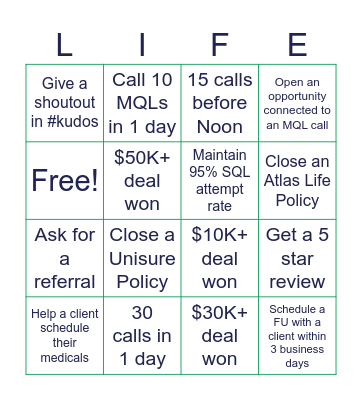 EOM Bingo (Life Sales) Bingo Card