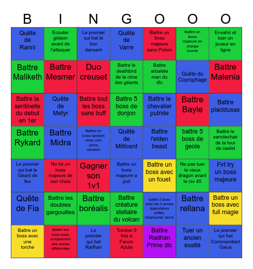 Elden bingo bingo Card
