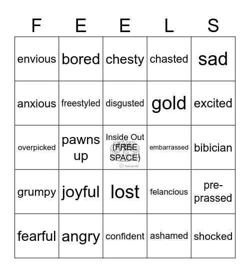 Feelings and Emotions Bingo Card