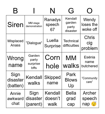 Commencement 2026 Bingo Card