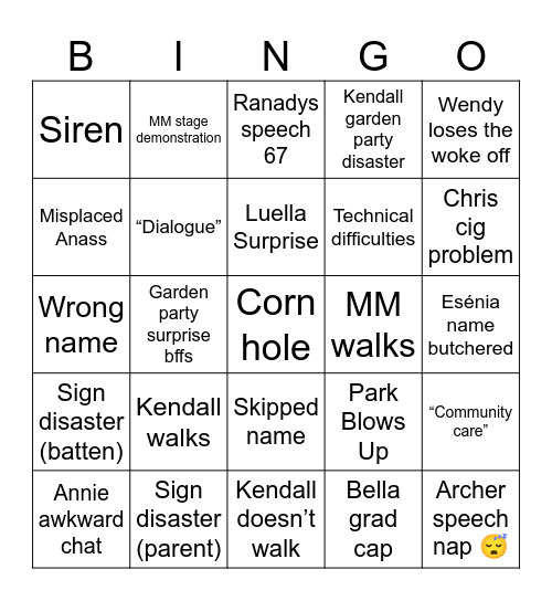 Commencement 2026 Bingo Card