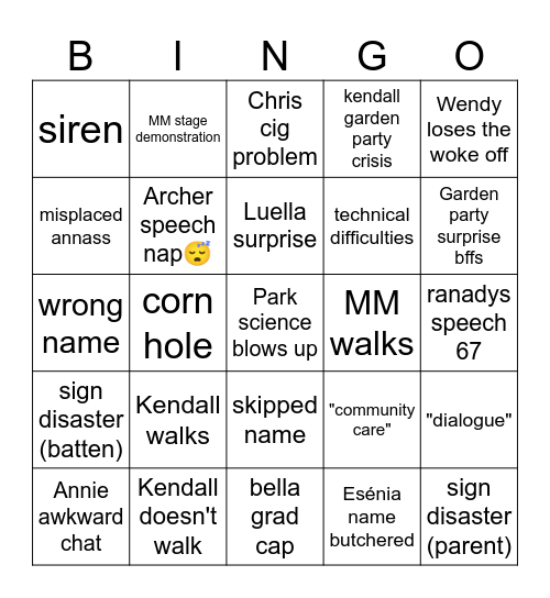 Commencement 2026 Bingo Card