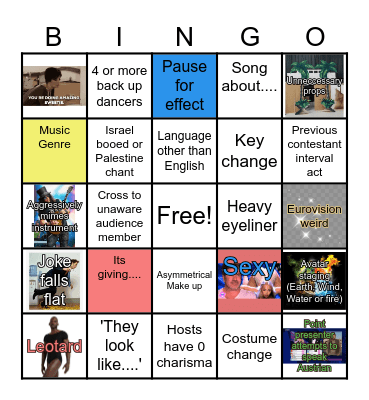 Eurovision 2026 Bingo Card