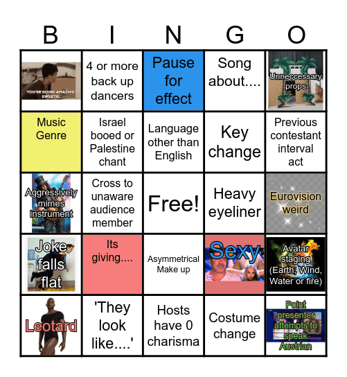 Eurovision 2026 Bingo Card