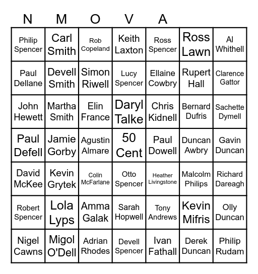 The Desert Movie Tenor Bingo Card