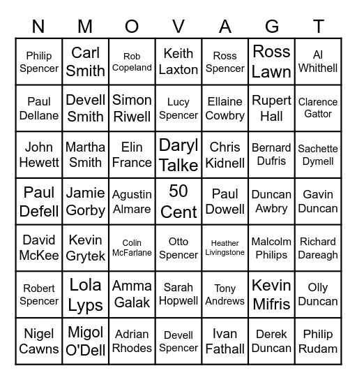 The Desert Movie Tenor Bingo Card