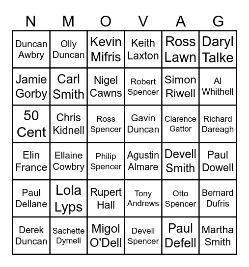 The Desert Movie 2 Tenor Bingo Card