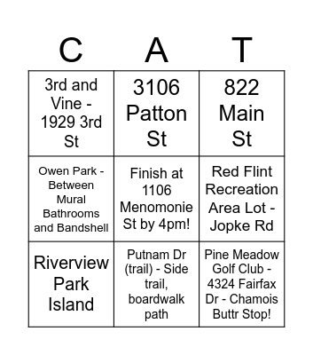 Valleycat 19 - May 16th 2026 Bingo Card